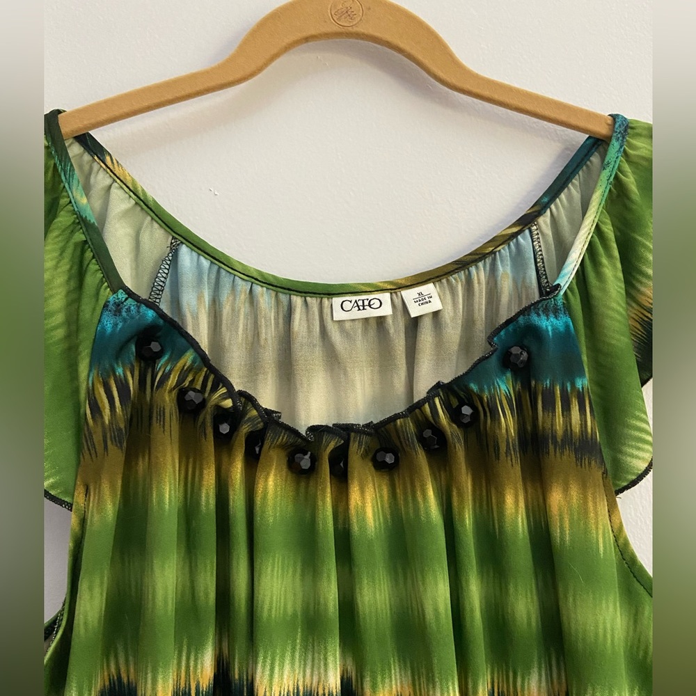 CATO flutter sleeve blouse with elastic waist.